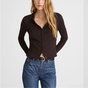 Madewell Lettuce-Hem Ribbed Cardigan
